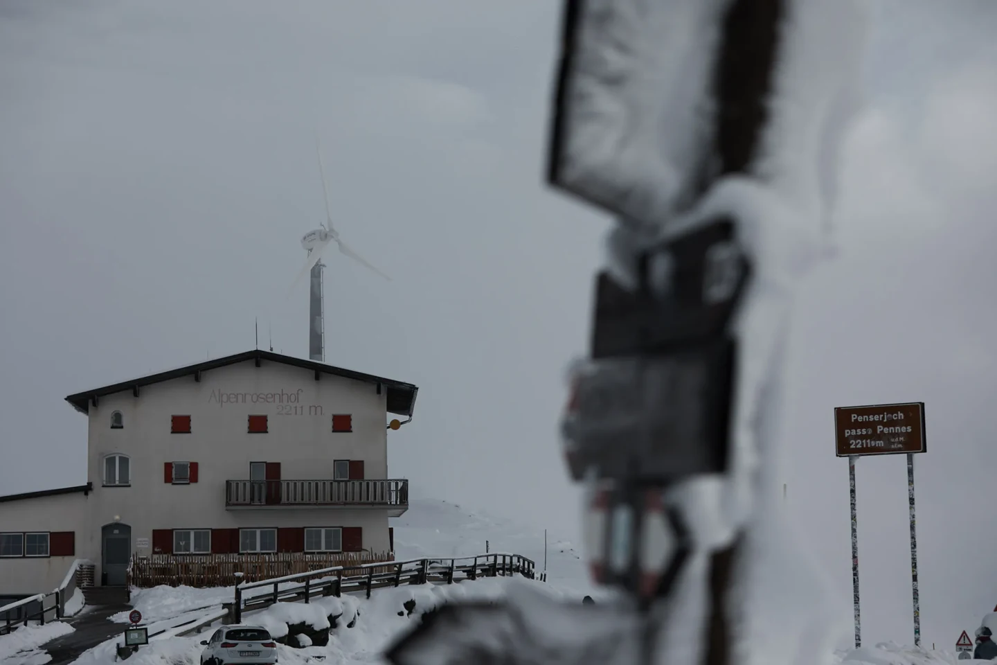 Passo Pennes with wind turbine